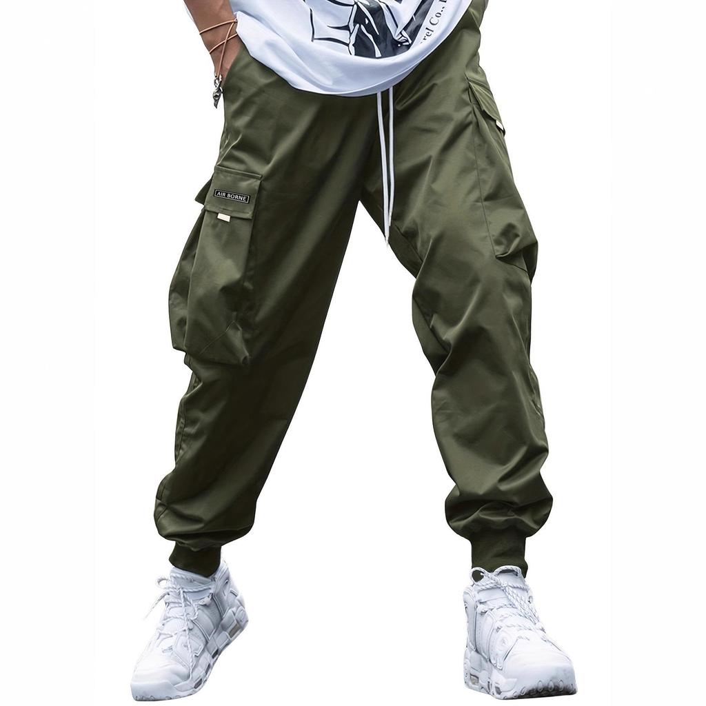 Men's Casual Jogging Cargo Pants Solid Drawstring Sports Pants WIth Pockets Men Trousers Streetwear Hip-Hop Halen Pants