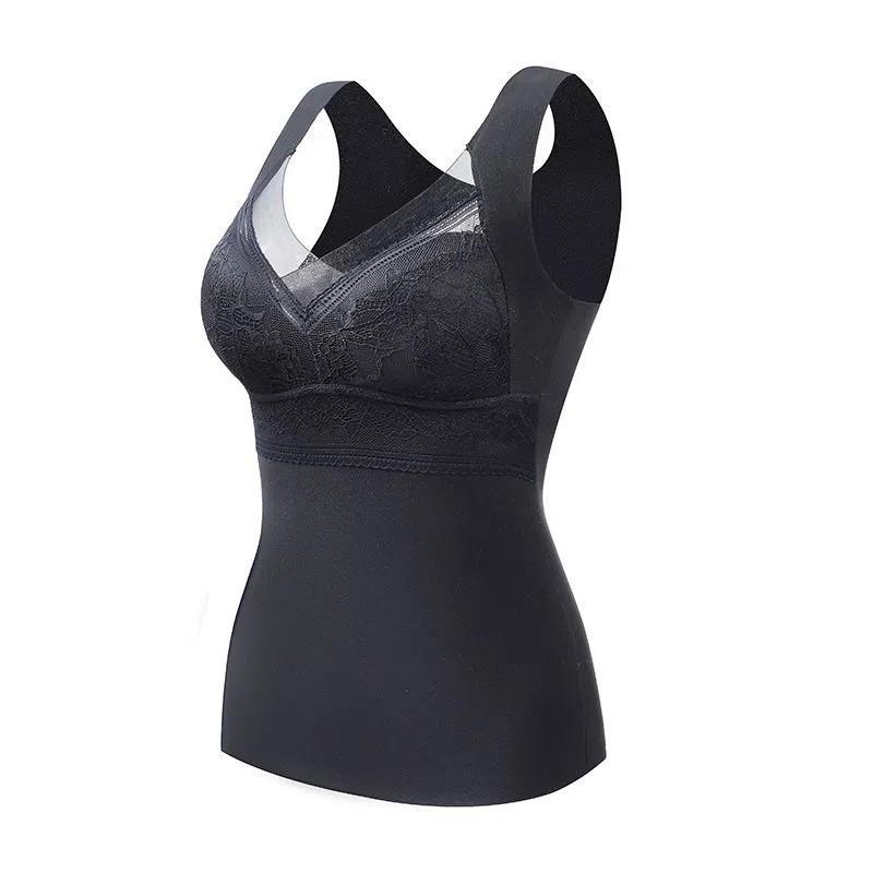 Autumn and Winter Double-sided German Velvet Thermal Vest Women's Velvet Thickened Self-heating Inner Wear Primer with Chest Pad Thermal Underwear