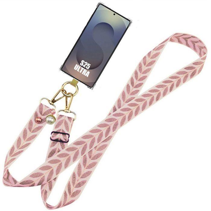 Protective Case - BOOLING - Samsung Galaxy S25 Ultra - Shockproof - Transparent - Pink Lanyard