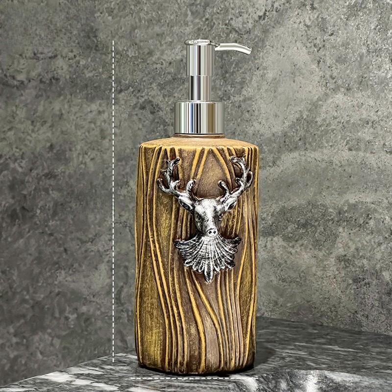 Rustic Deer Soap Dispenser Bottle With Pump For Bathroom And Kitchen Use