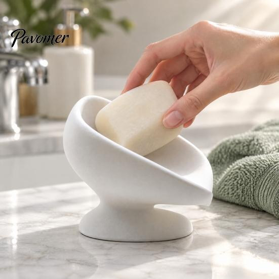 Modern Decorative Soap Case 3D Printed Dish, Self Draining Bar Holder for Bathroom Drainer Sink Countertop, Raised Tray Kitchen and Shower Accessories