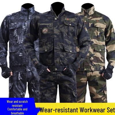 Men's Spring/Autumn Camouflage Workwear: Durable Scratch-Resistant Set for Construction and Repair
