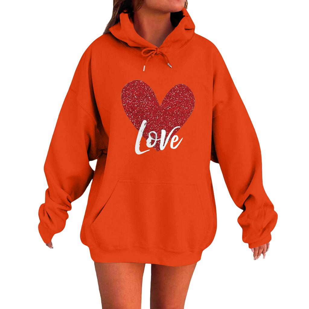 Damen Locker Bequem Lässig Modisch Liebe Aufdruck Langarm Sweatshirt