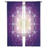 Life Of Flower Purple Tulle Curtains for Living Room Print Sheer Voile Curtain Bedroom Window Screening Drapes Blinds Home Decor