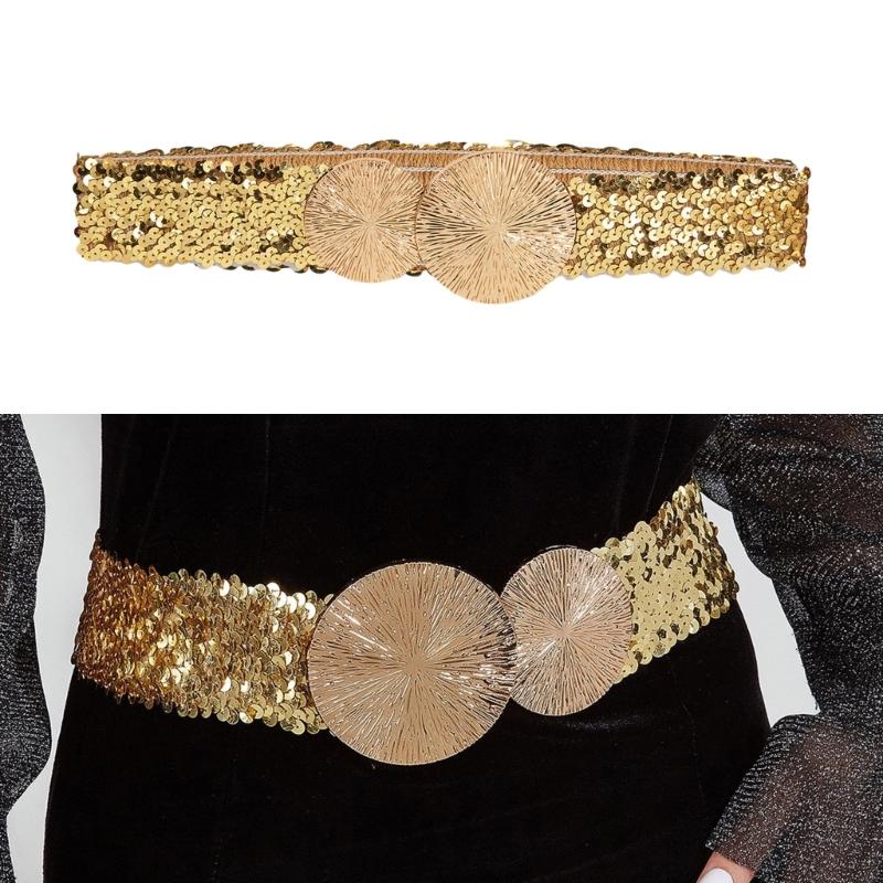 All Matching Cincher Elastic Corset Belt Female Blingbling Corset Shining Waistband Waist Decorative Belt for Dresses