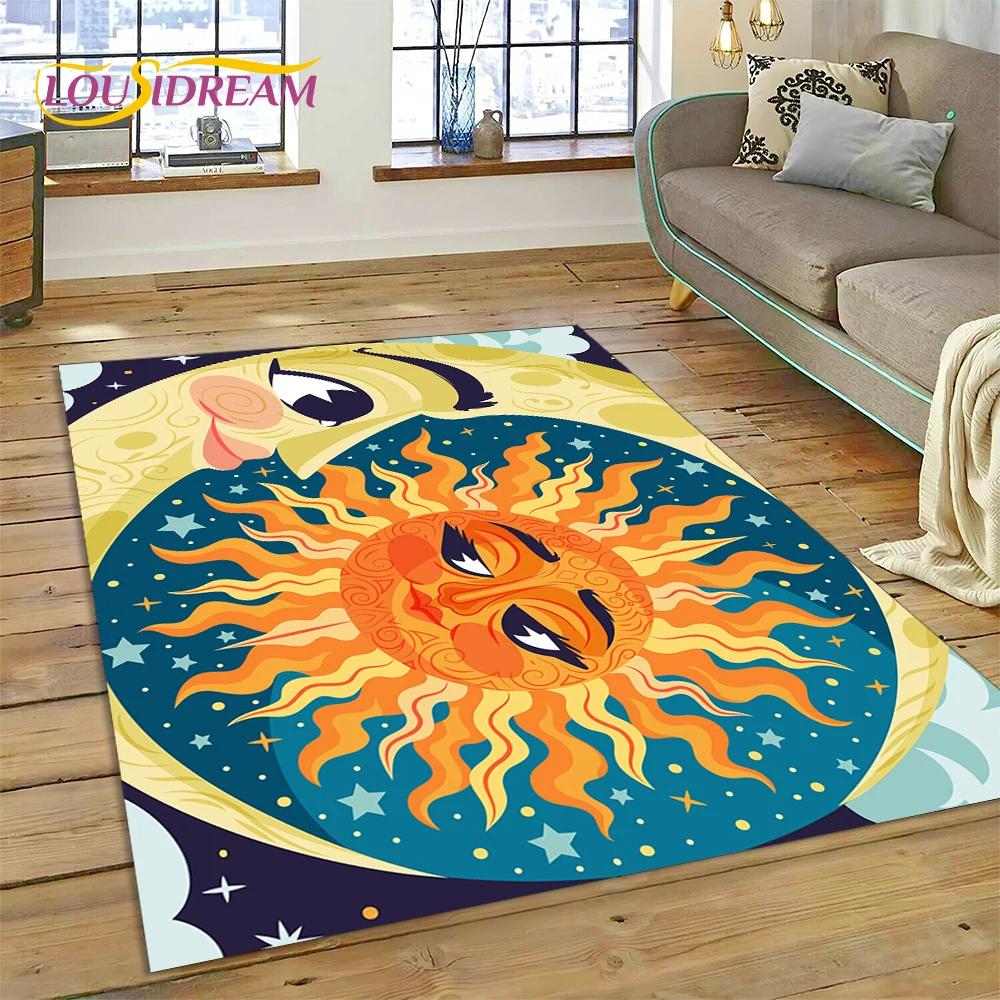 Sun Moon Mandala Magic Witchcraft Tarot Carpet Rug for Home Living Room Bedroom Sofa Doormat Decor,Area Rug Non-slip Floor Mat