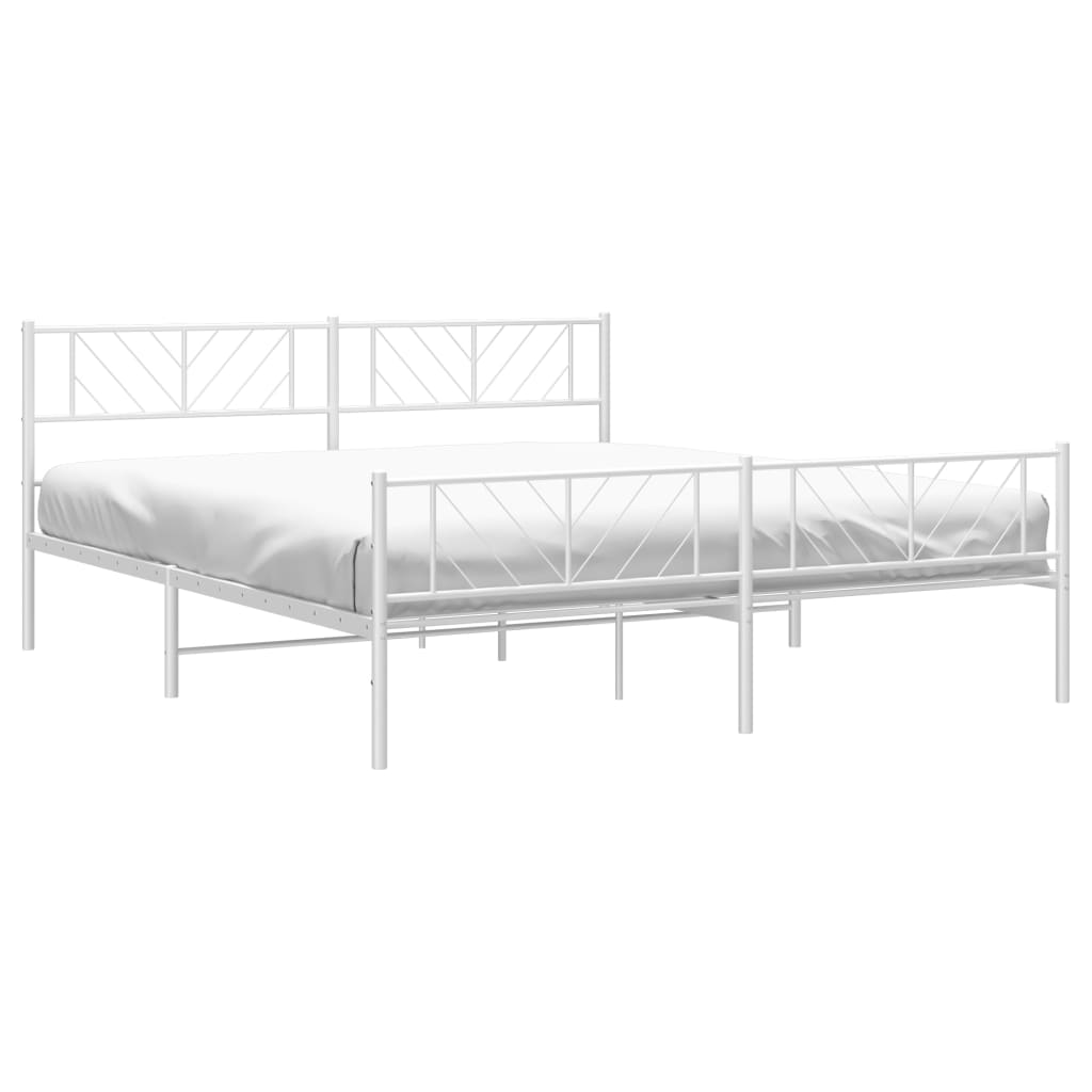 Vidaxl Metalowa Rama Łóżka Z Wezgłowiem I Zanóżkiem, Biała, 180X200 Cm
