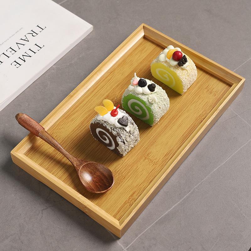 1Pcs Rectangular Serving Tray Tableware Food Tray For Kitchen Party Tea Bar Bamboo Wood Pallets Flat Plate Kitchen Utensils