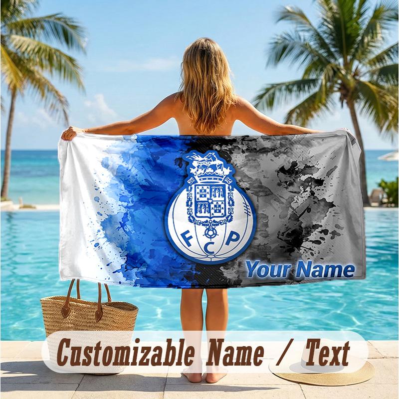 Custom Text Beach Towel, Soft Absorbent Swimming Multi-use TowelFC Porto
