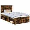 Bed Frame Smoked Oak 100 X 200 Cm Solid Pine Wood