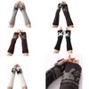Womens Winter Warm Elbow Long Fingerless Thumb Hole Gloves Mittens Knitted Arm Warmer Cute Rabbit Fingerless Glove
