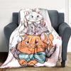 1Pc Artsy Kittens Floral Background Blanket Soft And Comfortable Casual Warm Camping Travel Christmas Halloween Xmas Gift M924329