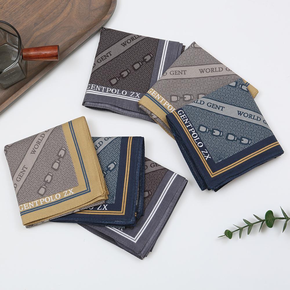 3Pcs Old-fashioned Nostalgic Pure Cotton Printed Handkerchief Summer Portable Cotton Men's Thin Printed Hand Towel Square 43cm