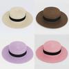20 Color Square Buckle Round Straw Hat Summer Travel Sunshade Breathable Cap
