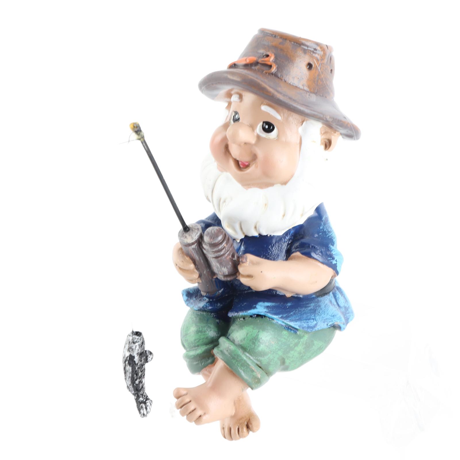 

Fishing Man Figurine Bright Colors Lifelike Details Resin Widely Used Fisherman Statue for Garden Home Backyard