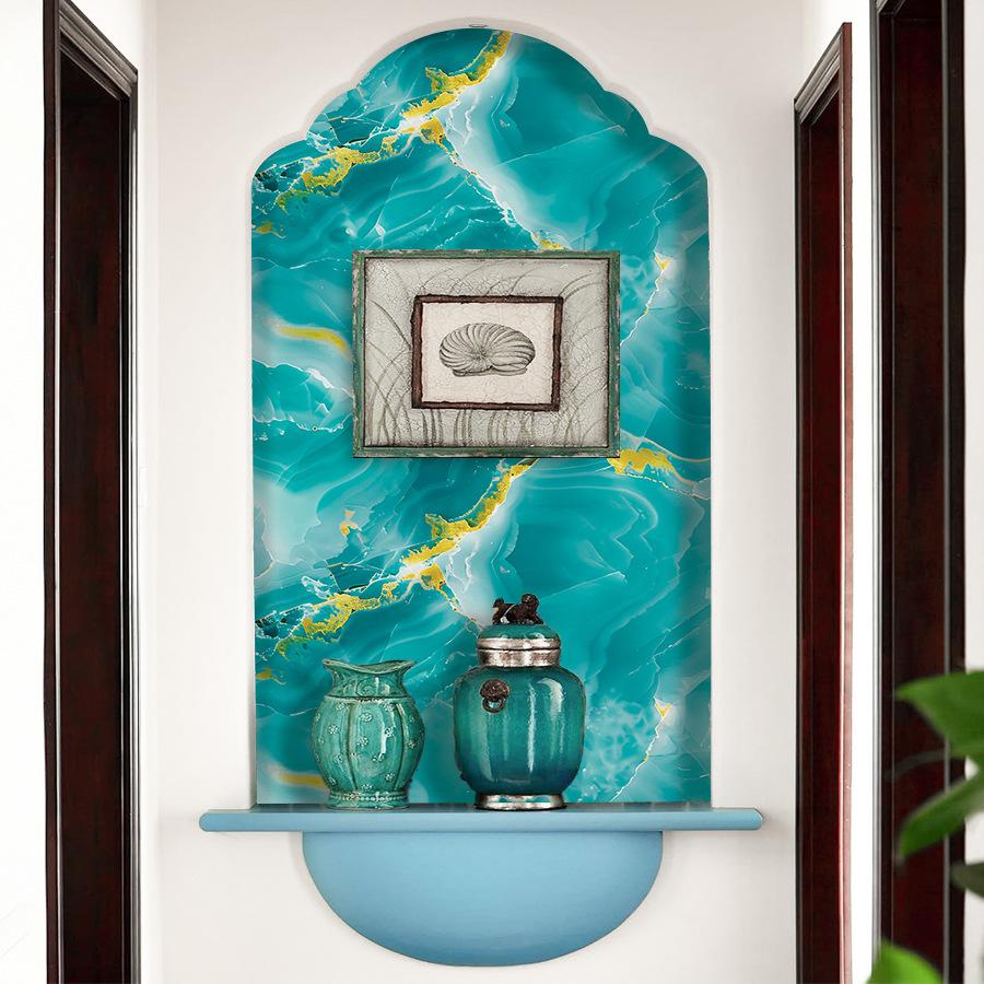 Samolepicí mramorová tapeta se zlatou fólií, odlepovací a nalepovací, vodotěsná, odolná proti oleji, nálepka na kuchyňskou zástěnu a pracovní desku, 5vrstvá PET samolepka na zeď pro nábytek