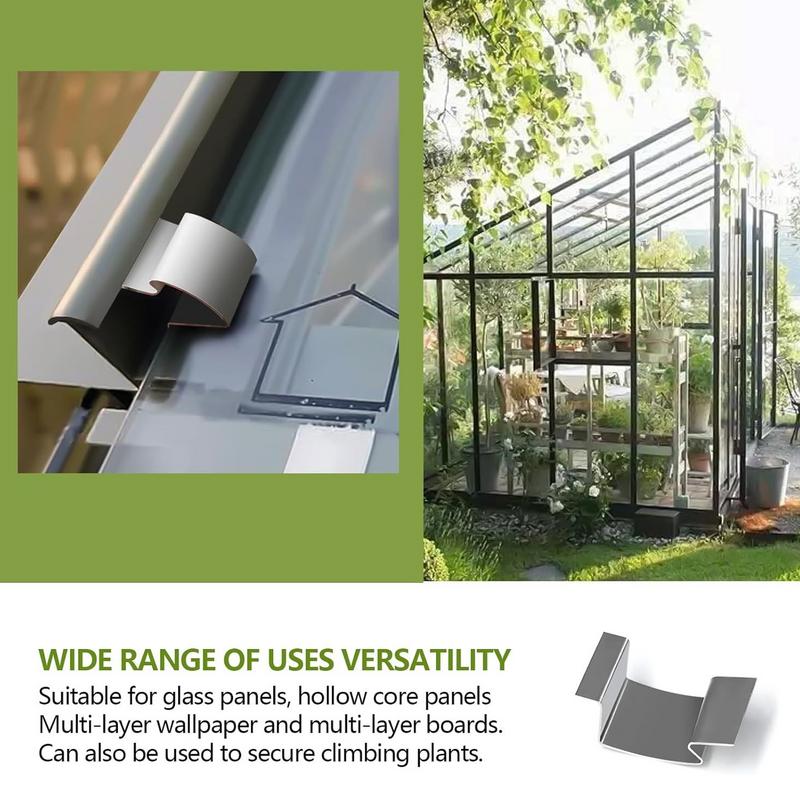 50Pcs Stainless Steel Greenhouse Glass Clips G-Shaped Spring Repair Tool Fixing Garden Accessories for Window Panels & Web Sheet