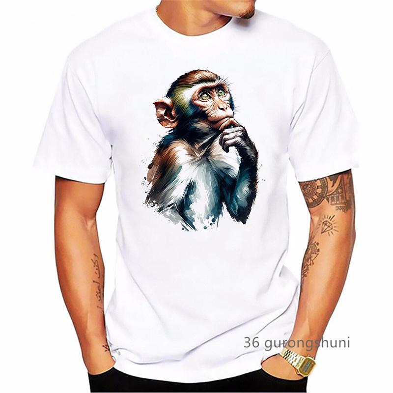 

Cool Watercolor Monkey Animal Printed T Shirt MenS Clothing Summer Fashion Short Sleeve TShirt Homme Harajuku Shirt 4XL