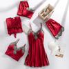 5 STUKS Nachtkleding Slaappak Sexy Dames Kant Pyjama Sets V-hals Satijn Pyjama Intieme Lingerie Lente Nachtkleding Huispak