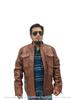 Handmade Men's Jacket Lambskin Brown Leather Racer Quilted Designer Biker Soft
