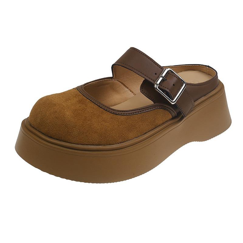 Baotou Half Slippers Women's Outer Wear Spring and Summer New Thick Bottom Heightening Music Lazy