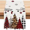 Bonhause Buffalo Plaid Christmas Trees Table Runner 13x72 Inch Snowflakes Pine Branches Red Winter Holiday Kitchen Dining Table Decoration for Indoor