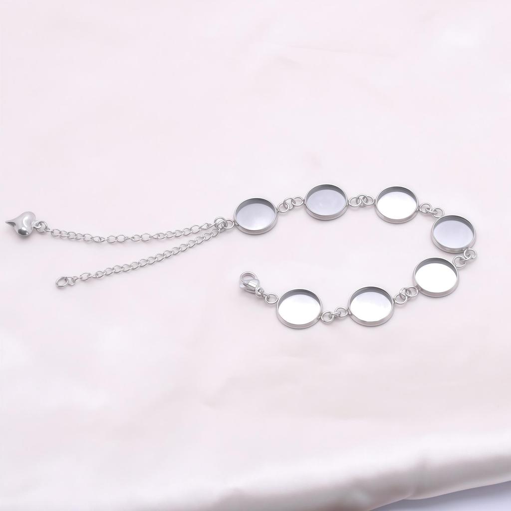 DIY Stainless Steel 12mm Time Gem Bracelet Base Tray Ornament