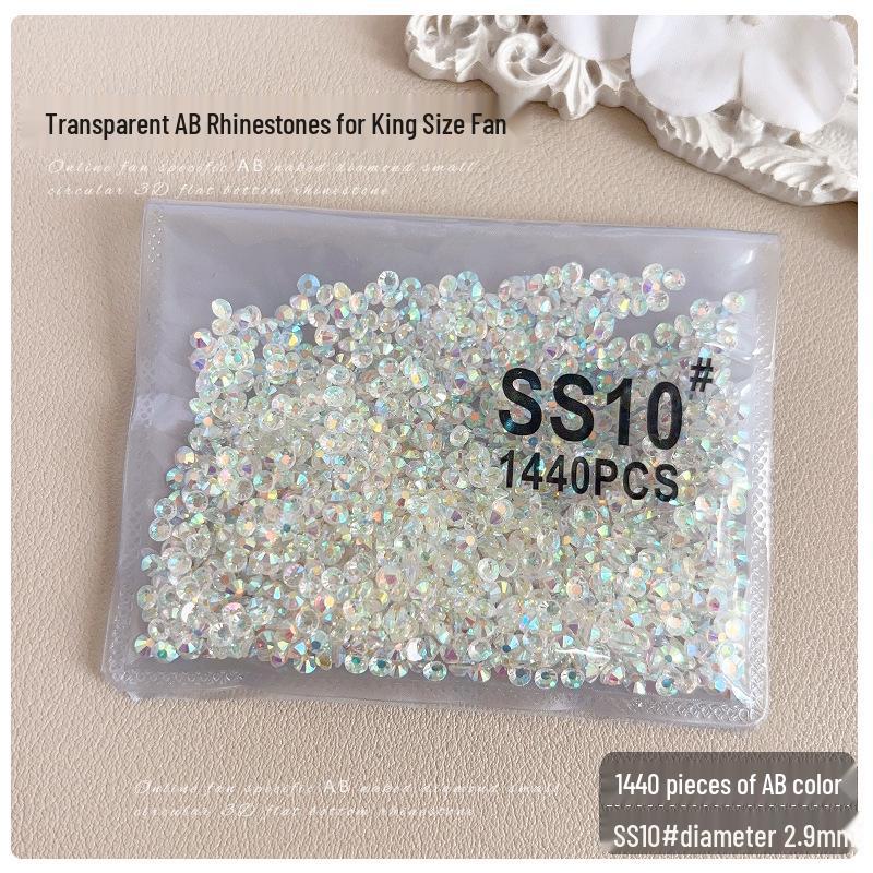 SS3 SS4 King Fan AB Iridescent Small Round Flat-back Rhinestone for DIY Nail Art Accessories