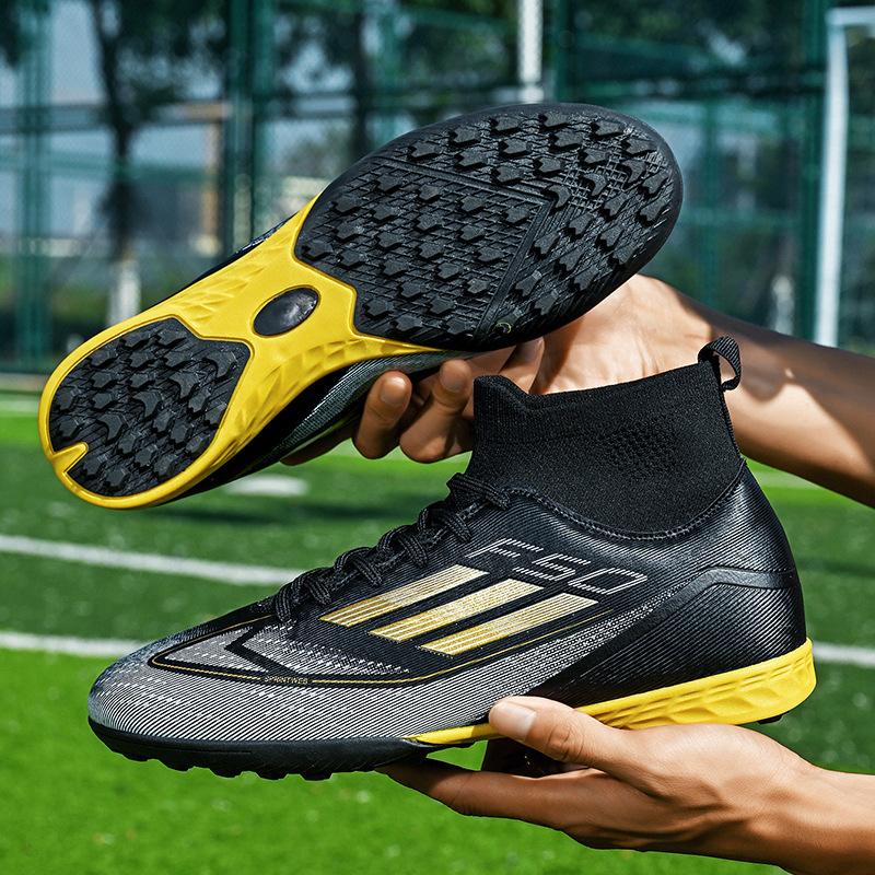 Jinjiang Fußballschuhe, echte High-Top Jugend AG Stollen, speziell für rutschfestes Training für Grundschüler bei Erwachsenen-Sportwettkämpfen