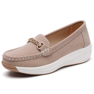 Neue dicke Sohlen erhöhen Damen-Slipper Frühling und Herbst lässige Lederschuhe bequeme Sportschuhe zum Hineinschlüpfen leichtes Gehen