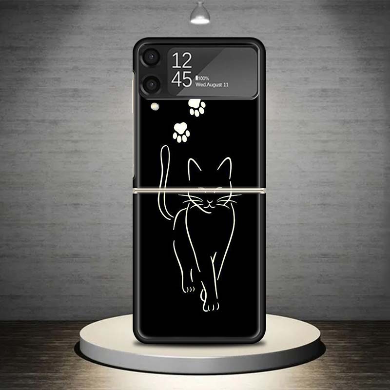 Cat Footprint Funny Paw Cute Phone Case For Samsung Galaxy Z Flip 7 6 5 4 3 5G Cover ZFlip7 ZFlip6 ZFlip4 ZFlip5 ZFlip3 Coque Fu