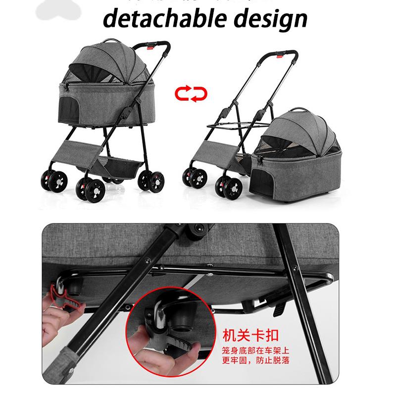 Lightweight Foldable Detachable Dog Stroller Small Medium Outdoor Luxury Stroller Dogs Portable Wheels Designer Pet Trolley