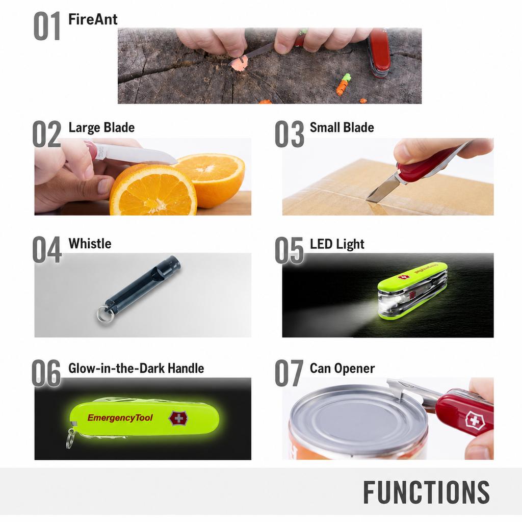 Victorinox Emergency Tool Huntman Light Multifunctional Knife Disaster Prevention Goods with Luminous LED Light Camping Scissors Saw Swiss Made with