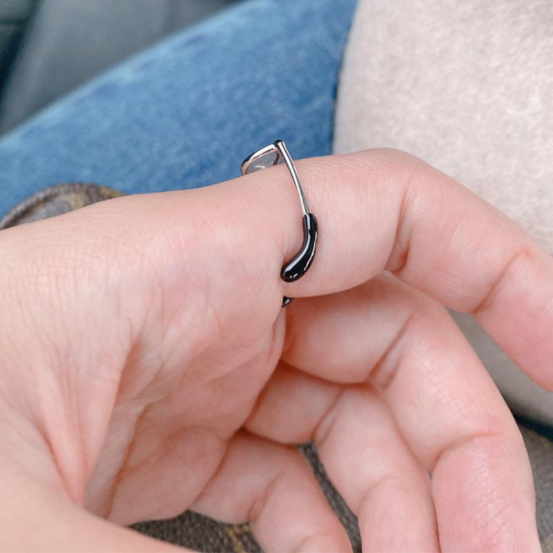 Kleiner bemalter Glasring für Damen Verstellbarer offener Ring Niedliche Modeaccessoires Handgefertigt Designer Zirkonia Liebhaber Mädchen Geschenk