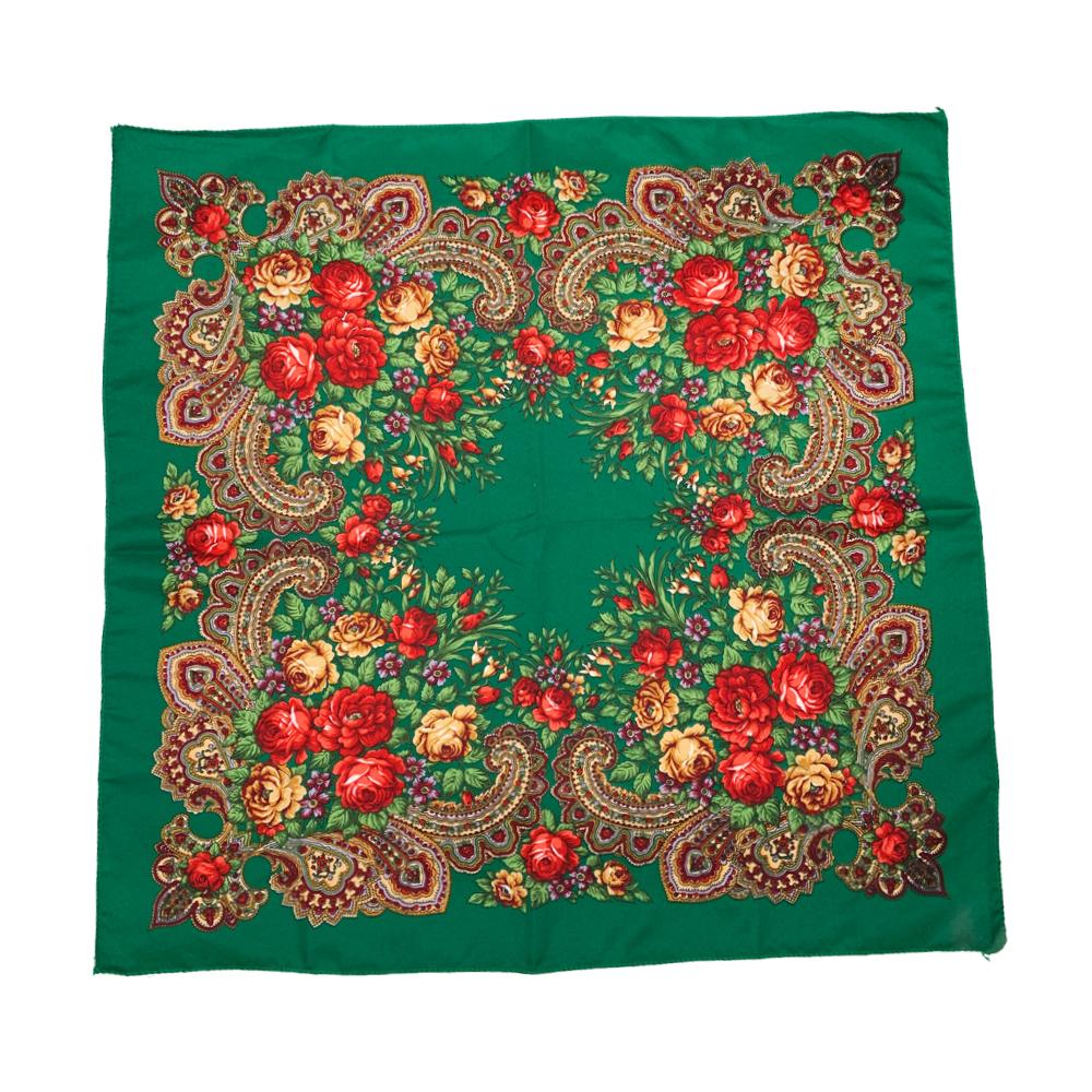 70*70Cm Luxury Floral Print Bandana Shawl Russian Style Square Scarf Female Headband Scarves Handkerchief Babushka Head Wraps