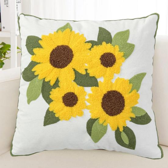 Floral Pillow Cover 18" X 18" Flower Throw Pillow Case Zippered Rustic Pillow Cover for Living Room Sofa Couch Bedroom Decoration