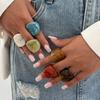 IngeSight.Z Vintage Irregular Smooth Resin Acrylic Rings for Women New Trend Boho Geometric Finger Rings Aesthetic Party Jewelry