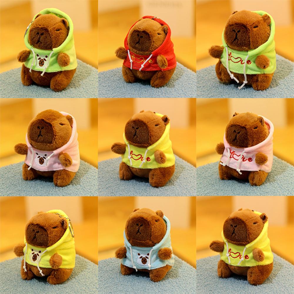 12cm Cute Cartoon Capybara Pendant Plush Toy Dolls Bag Hanging Ornaments Cute Kapibala Keychain Desktop Dolls Ornaments Pendants