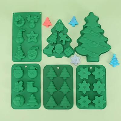 Silicone Mold Bakeware Food Grade Cake Mold Christmas Trees Snowman Gifts DIY Chocolate Baking Mold Cake Decoration Accessories