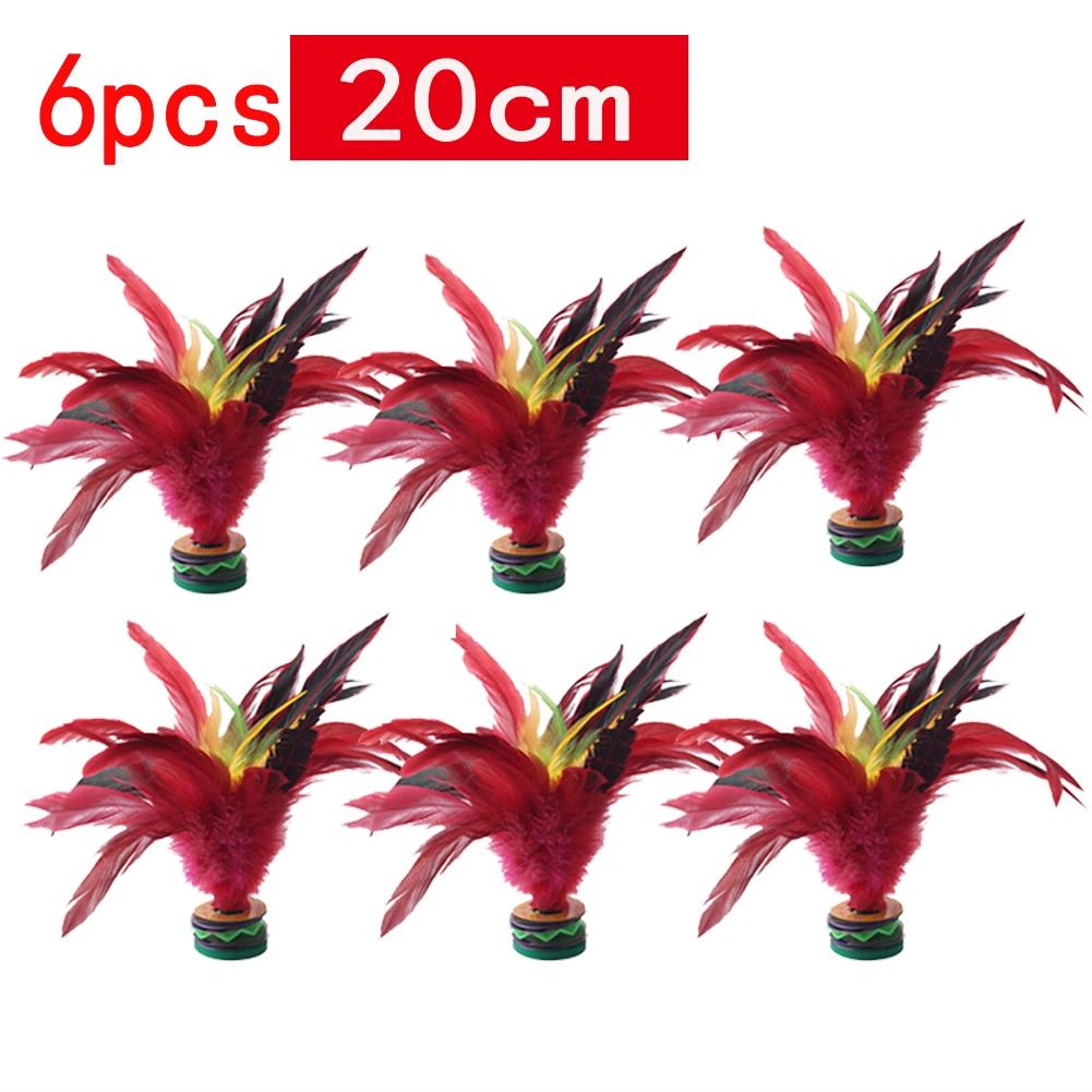 1/8pcs 20cm Feather Jianzi Colorful Feathers Shuttlecock Portable Foot Kick Handwheel Feather Shuttlecock Fitness Entertainment