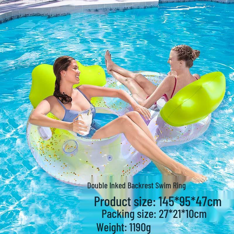 Inflatable PVC Float Recliner: Foldable Striped Swimming Bed