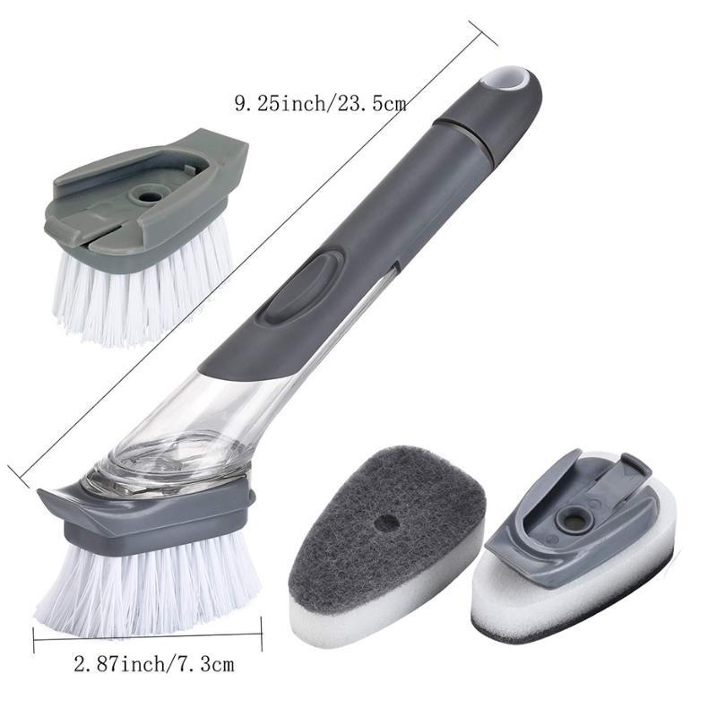 Doppelter Verwendungszweck, Küchenreinigungsbürste, Schrubber, Schüssel, Waschschwamm, automatischer Flüssigkeitsspender, Topfreiniger, Werkzeug