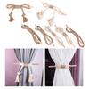 4 Pack Wood Stick and Braided Cotton Linen Rope Curtain Ties for Living Room Bedroom Window Drape Tiebacks Holdbacks