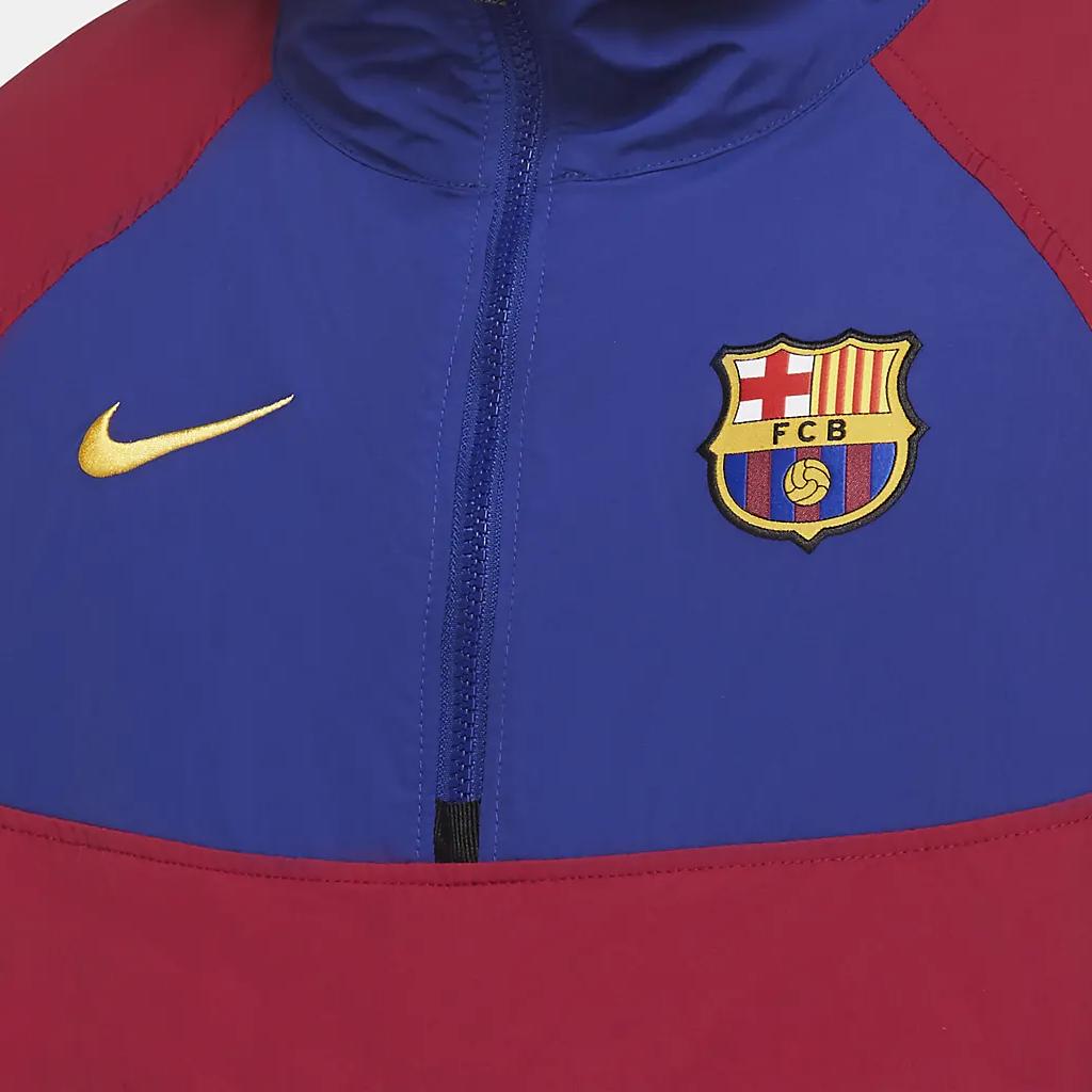 Nike FC Barcelona Mikina s kapucí a polovičním zipem Windrunner Pánské topy Červená Modrá CW2934-455