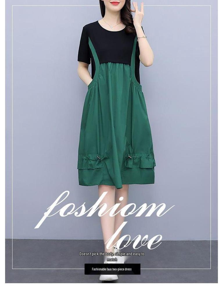 Plus Size Women's Stylish Korean Mid-Length Dress - Summery 2024 Trend