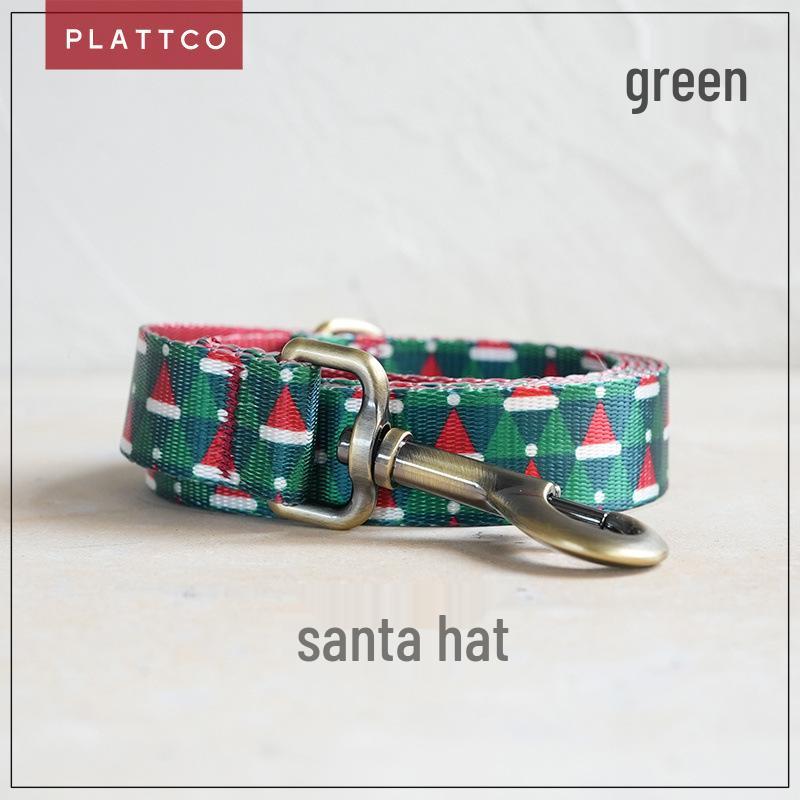 PLATTCO Christmas Faux Nylon Pet Collar & Leash Set PDL340 M 2.5cm x 120cm