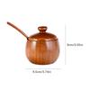 Wooden Spice Container Seasoning Jar With Spoon Jujube Wood Sugar Salt Canister Airtight Lid Kitchen Storage Bowl Home Decor