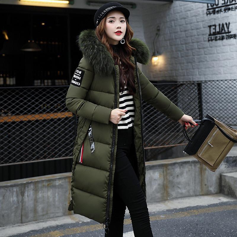 New new color big fur collar long women's cotton coat cotton coat batch