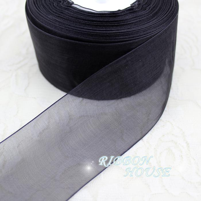 2 '' (50 mm) Schwarze Organzaband Großhandel Geschenkverpackung Dekoration Weihnachtsband