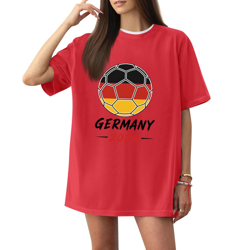 Women's Fashion Short Sleeve Soccer Print T-Shirt